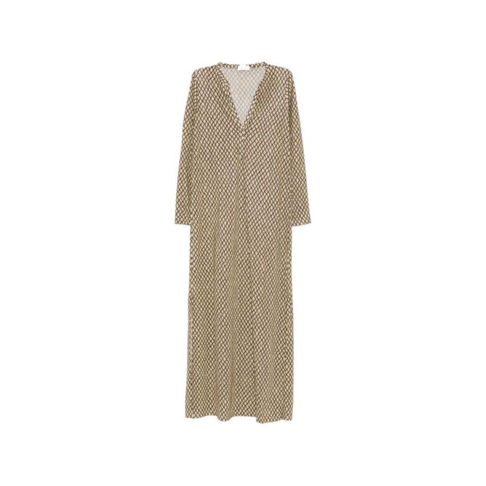 Siyu Women's V-Neck Long Sleeves Money Kaftan Dress